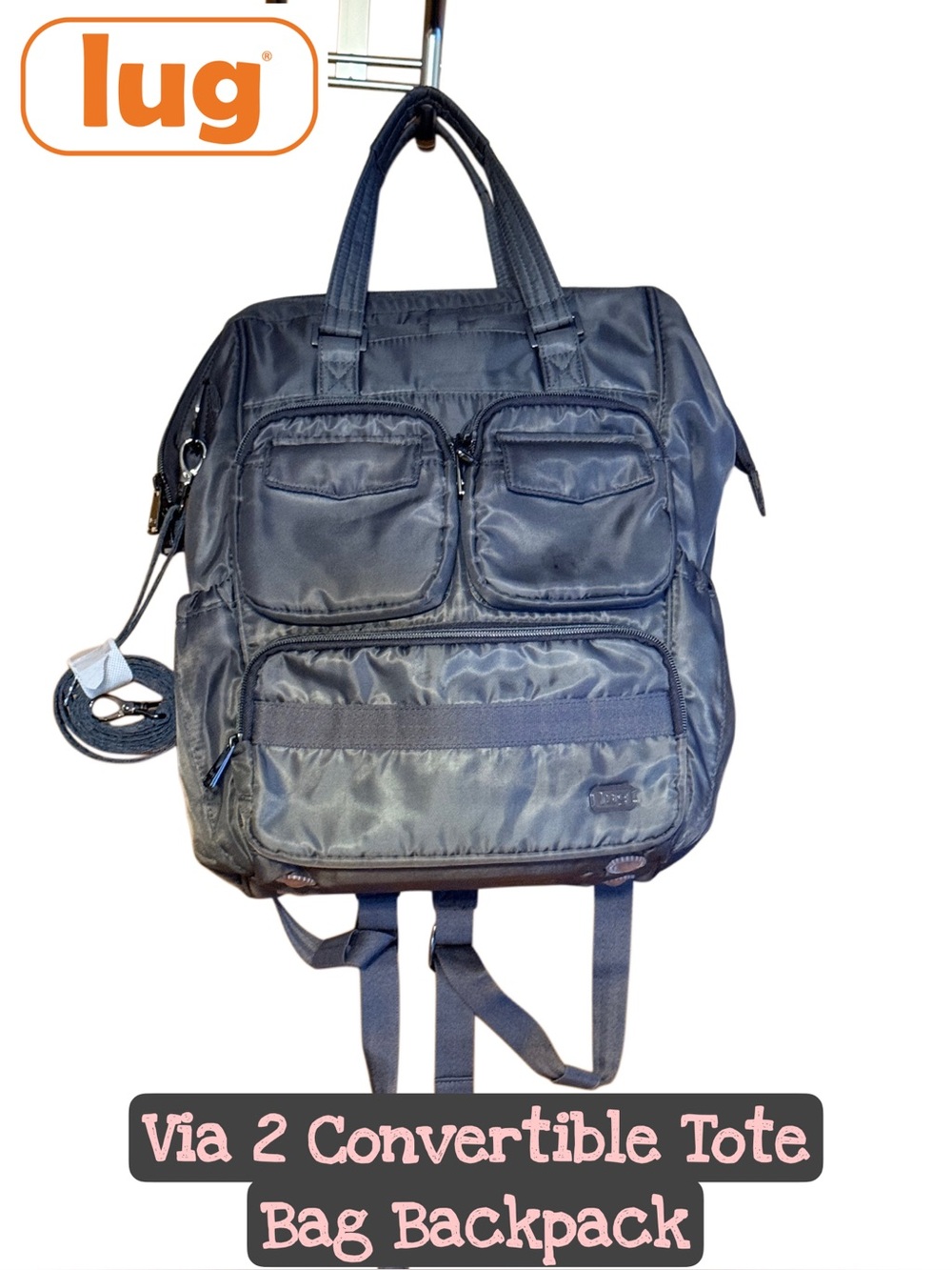 Men's Black Nylon Utility Backpack Shoulder Bag